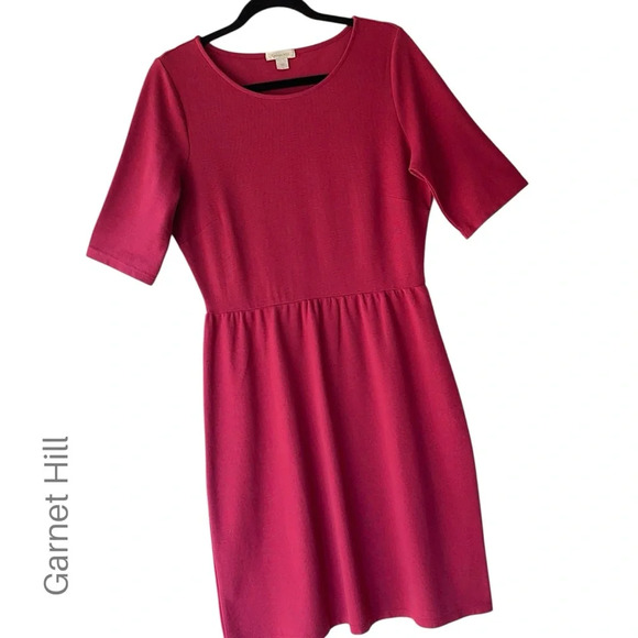 GARNET HILL NWOT COTTON SPANDEX BERRY PINK PONTE KNIT DRESS | SIZE: 10 - Picture 1 of 8